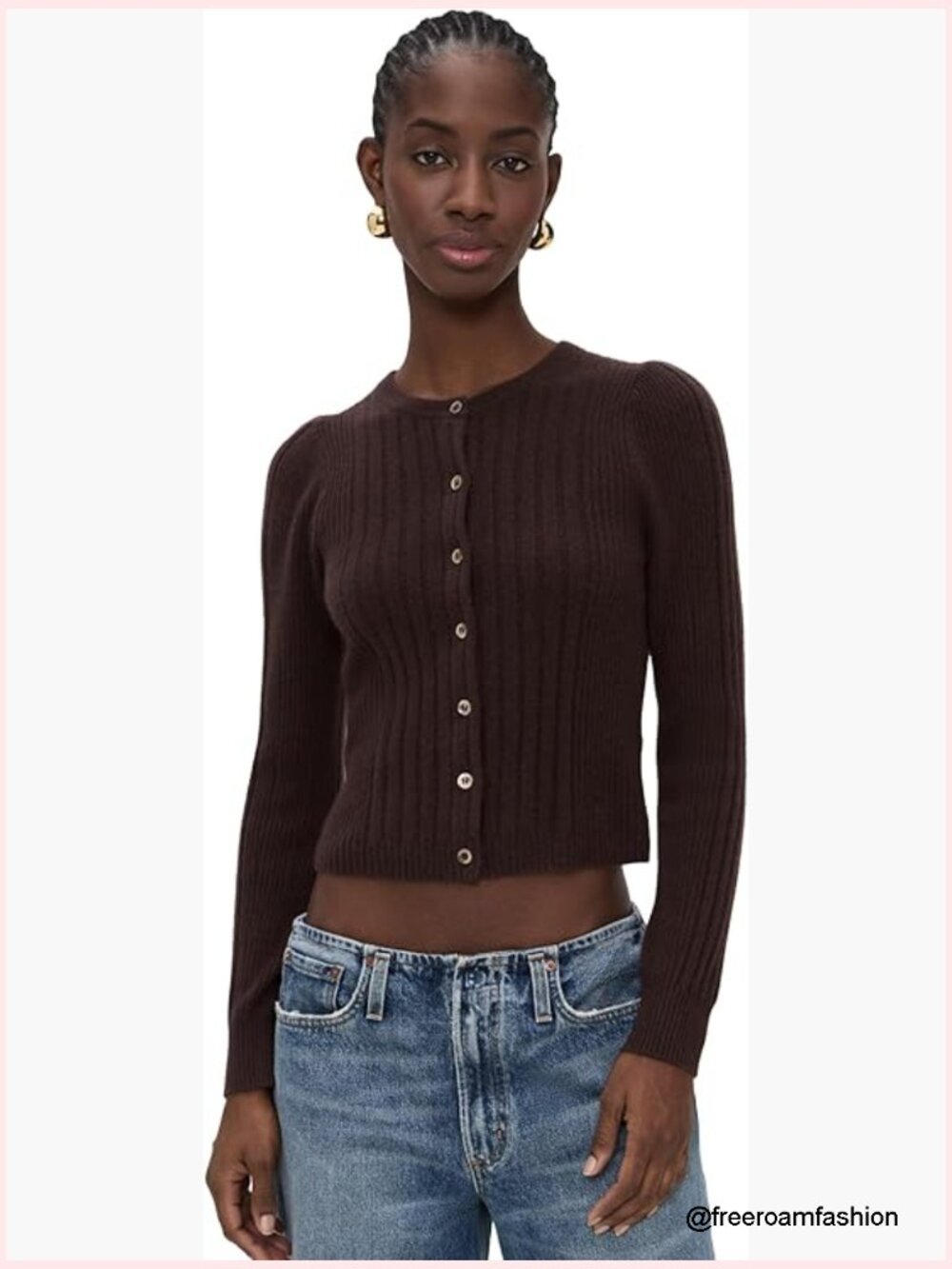 Lightweight Cashmere Long Sleeve Crew Neck Cardigan